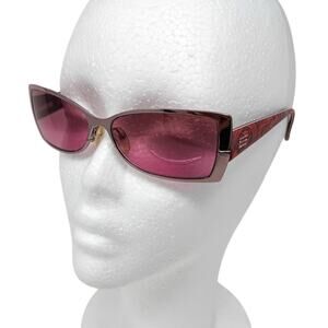 ETRO pink metallic paisley print y2k sunglasses with case rhinestone logo
